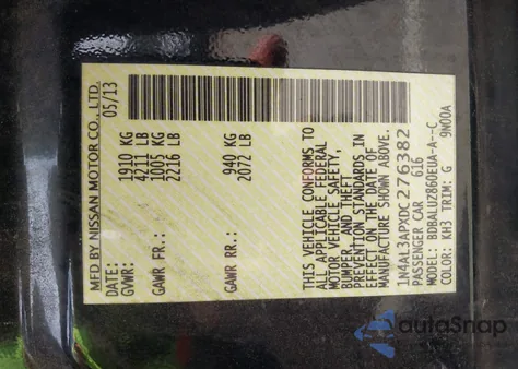 2013 Nissan Altima 2.5 Sv из США, поврежденный, VIN 1N4AL3APXDC276382